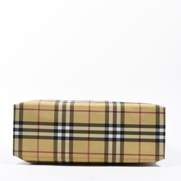 Burberry Nova Check Coated Canvas Leather Tote Bag Plaid - Picture 4 of 5